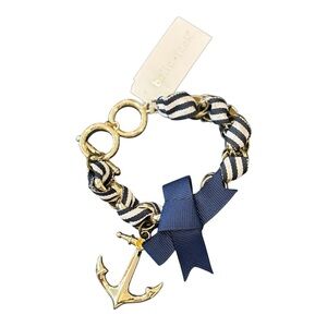 NEW bella jack nautical sailorcore gold tone bracelet anchor charm bow ribbon